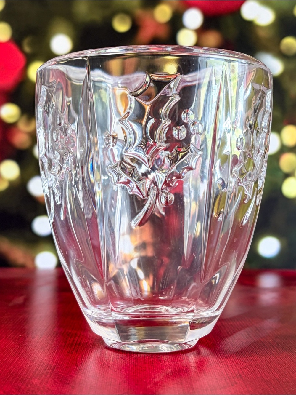 Vintage St. George 24% Lead Crystal Holly Vase